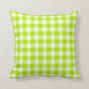 Lime Green Basic Gingham Checkered Pattern Kissen