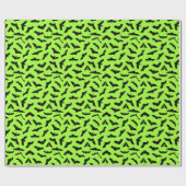 Lime Green Bat Pattern Halloween Geschenkpapier (Flach)