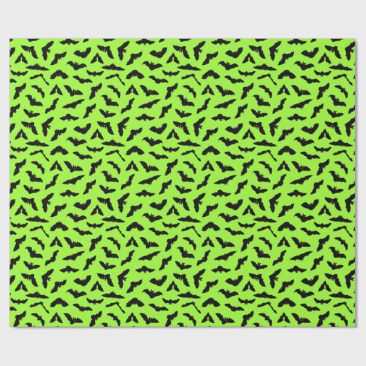 Lime Green Bat Pattern Halloween Geschenkpapier (Flach)