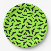 Lime Green Bat Pattern Halloween Pappteller (Vorderseite)
