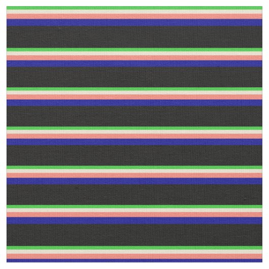 Lime Green, Beige, Lachs, Dark Blue und Black Stoff (Nahaufnahme)