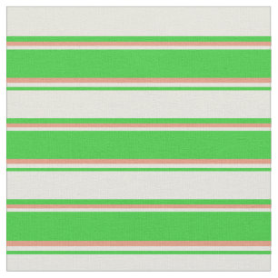 Lime Green, Beige und Dark Lmon Lined Pattern Stoff