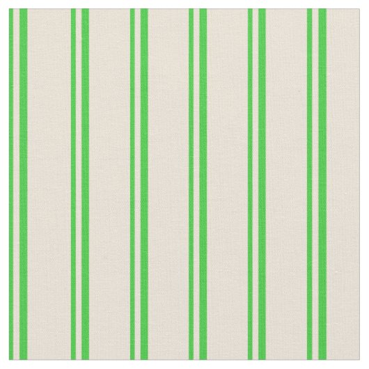 Lime Green & Bisque Colored Lines/Stripmuster Stoff (Nahaufnahme)