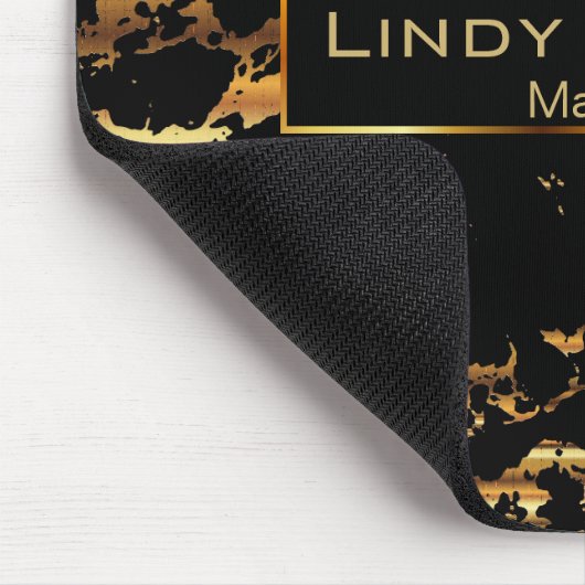 Lime Green, Black and Gold Marble Design Mousepad (Ecke)