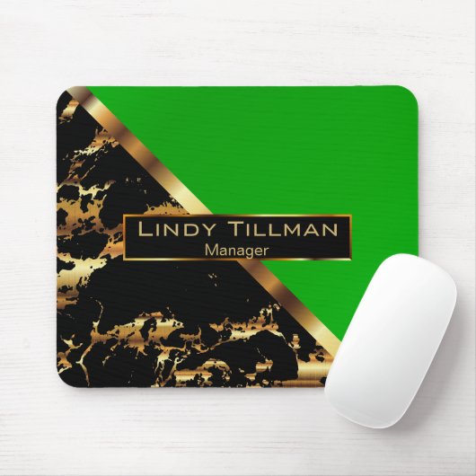 Lime Green, Black and Gold Marble Design Mousepad (Mit Mouse)