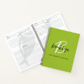 Lime Green Black and White Monogram Rezept Book Notizblock (Innenseite)