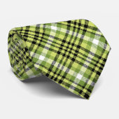 Lime Green Black Chic Modern Tartan Trendy Muster Krawatte (Gerollt)