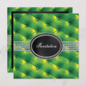 Lime Green Black Diamond Black Krawatte Party Einladung (Vorne/Hinten)