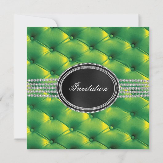 Lime Green Black Diamond Black Krawatte Party Einladung (Vorderseite)