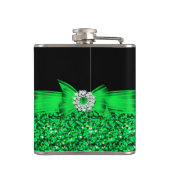 Lime Green Black Diamond Wedding Verlobung Flachmann (Rückseite)