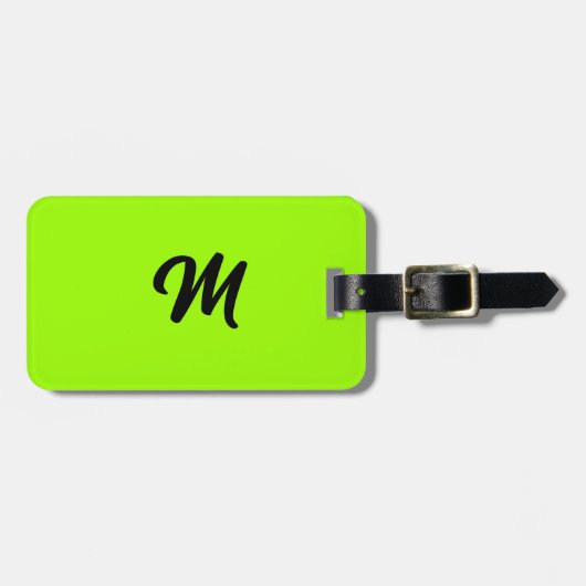 Lime Green Black farbenfrohe Monogram Name Gift Ge Gepäckanhänger (Vorderseite horizontal)