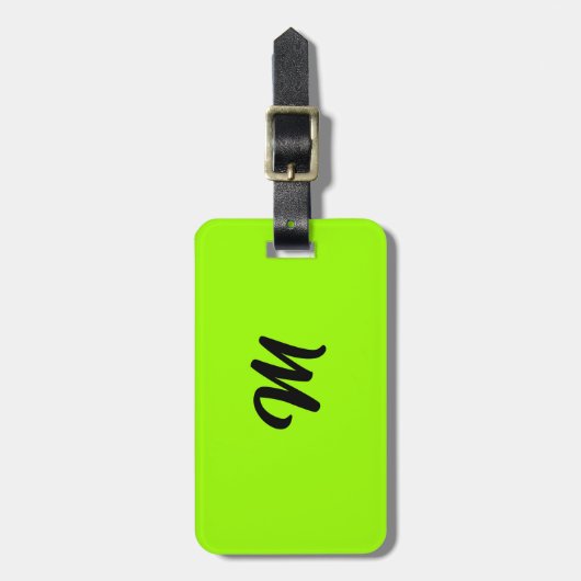 Lime Green Black farbenfrohe Monogram Name Gift Ge Gepäckanhänger (Vorderseite vertikal)
