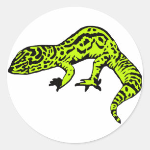Lime Green & Black Gecko Runder Aufkleber