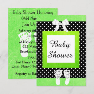 Lime Green & Black Polka Dot Baby Dusche lädt ein Einladung