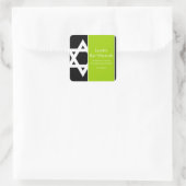 Lime Green Black Star von David Bar Mitzvah Gevor Quadratischer Aufkleber (Tasche)