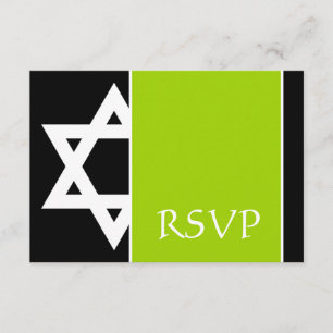 Lime Green Black Star von David Bar Mitzvah UAWG RSVP Karte