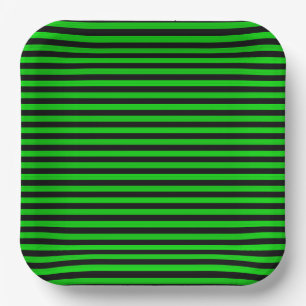 Lime Green Black Streifen Nahtloses Muster Pappteller