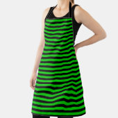 Lime Green Black Streifen Nahtloses Muster Schürze (InSitu)