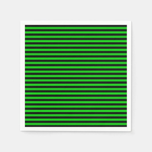 Lime Green Black Streifen Nahtloses Muster Serviette (Vorderseite)