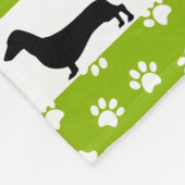 Lime Green Black & White Dackel Fleece Blankon (Ecke)