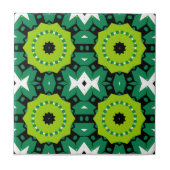 Lime Green Black & White Geometric Muster Fliese (Vorderseite)
