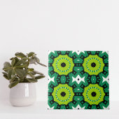 Lime Green Black & White Geometric Muster Fliese