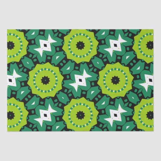 Lime Green Black & White Geometric Muster Seidenpapier (Vorderseite)