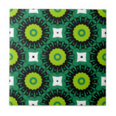 Lime Green Black & White Mosaic Geometric Pattern Fliese (Vorderseite)