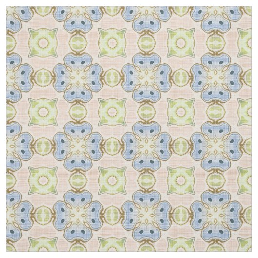 Lime Green Blue Coral Red Angesagt Verziert Art Mo Stoff (Muster)