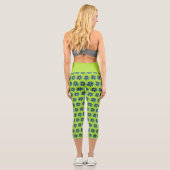 Lime Green & Blue Daisies Pop Art Capri Leggings (Rückseite)