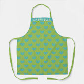 Lime Green Blue Niedlich Heart Pattern Personalisi Schürze (Vorderseite)