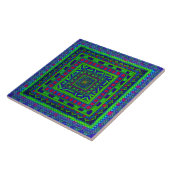Lime Green Blue Red Aztec Tribal Squares Muster Fliese (Seite)
