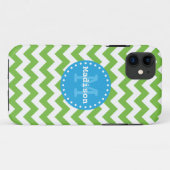 Lime Green Blue Zickzack Zigzag Monogram Case-Mate iPhone Hülle (Rückseite (Horizontal))