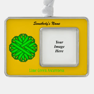 Lime Green Blume Rbn Tmpl(H-O) von Kenneth Yoncich Rahmen-Ornament Silber