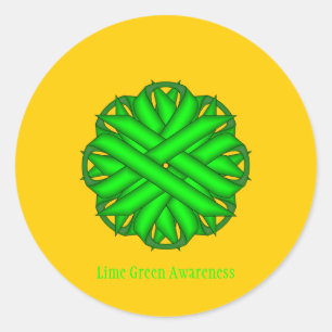 Lime Green Blume Ribbon von Kenneth Yoncich Runder Aufkleber
