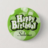 Lime Green Bokeh Birthday Design Button (Vorderseite)