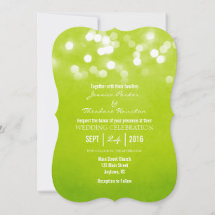 Lime Green Bokeh Glitzer Lights Hochzeit Einladung