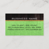 Lime Green Burlap Rustic Monogram Visitenkarte (Rückseite)