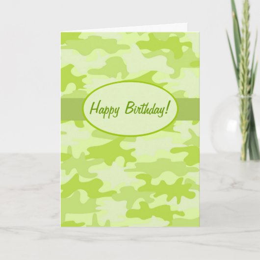 Lime Green Camouflage Camouflage Happy Birthday Cu Karte (Vorderseite)
