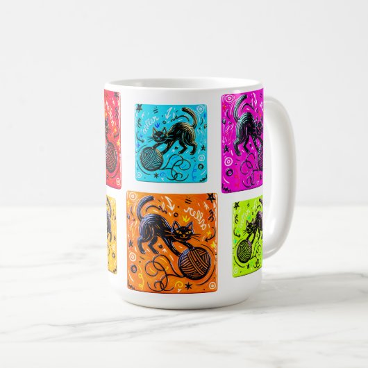 Lime Green Cat Yarn Kaffeetasse (VorderseiteRechts)