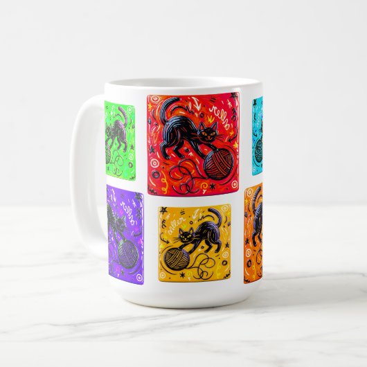 Lime Green Cat Yarn Kaffeetasse (Vorderseite Links)