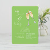Lime Green Champagne Bridal Brunch Dusche Einladung (Stehend Vorderseite)
