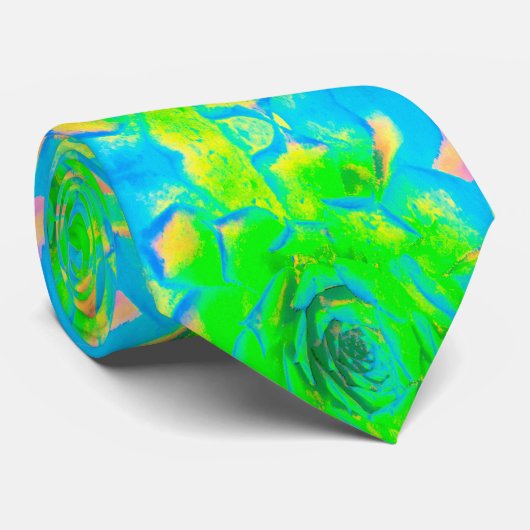 Lime Green Chartreuse Succulent Sedum Rosette Krawatte (Gerollt)