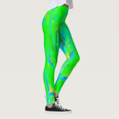 Lime Green Chartreuse Succulent Sedum Rosette Leggings (Rechts)