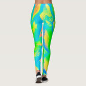 Lime Green Chartreuse Succulent Sedum Rosette Leggings (Rückseite)