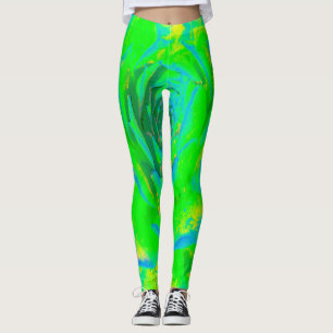 Lime Green Chartreuse Succulent Sedum Rosette Leggings