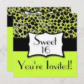 Lime Green Cheetah Sweet 16 Geburtstag Einladung (Vorne/Hinten)