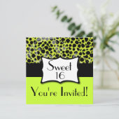 Lime Green Cheetah Sweet 16 Geburtstag Einladung (Stehend Vorderseite)