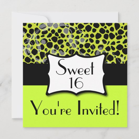 Lime Green Cheetah Sweet 16 Geburtstag Einladung (Vorderseite)