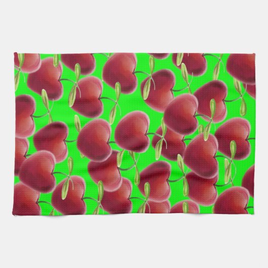 Lime Green Cherry Splash Küchentuch (Horizontal)